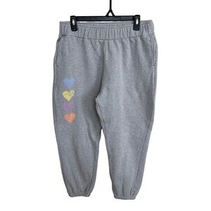 Pact Women’s Gray Organic Cotton Heart Sweatpants Sz L